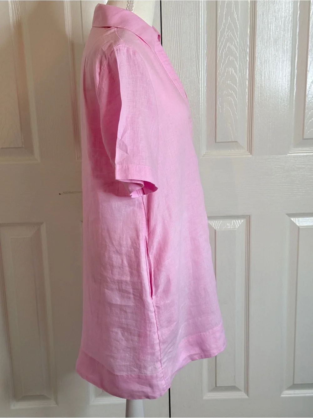 J.Crew Pink Linen V-Neck Popover Dress Size XS Excellent Condition